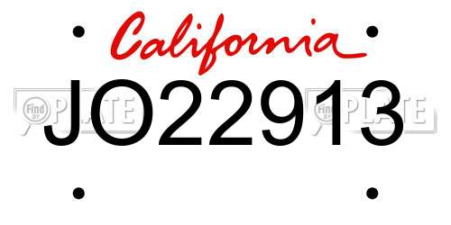 JO22913 California License Plate