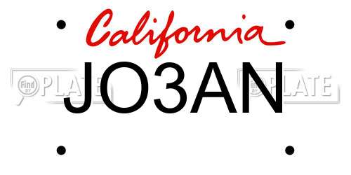 JO3AN California License Plate