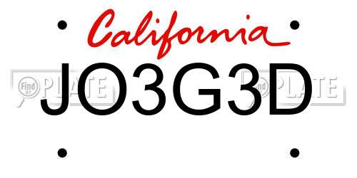 JO3G3D California License Plate