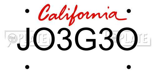 JO3G3O California License Plate