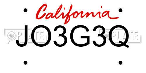 JO3G3Q California License Plate