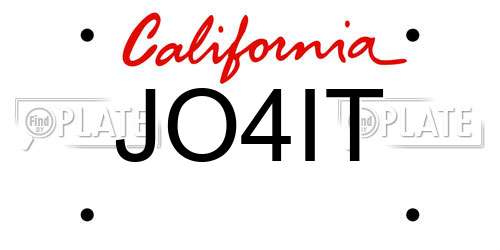JO4IT California License Plate