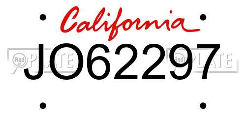 JO62297 California License Plate