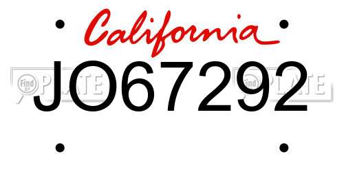 JO67292 California License Plate
