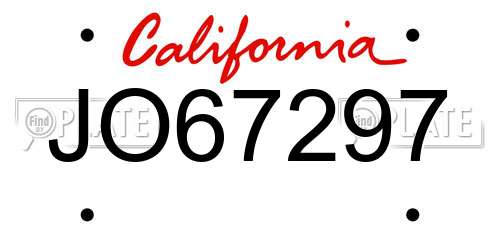 JO67297 California License Plate
