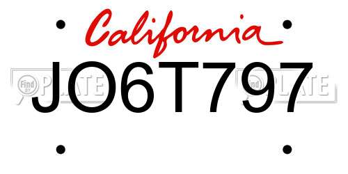 JO6T797 California License Plate