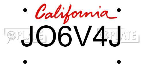JO6V4J California License Plate