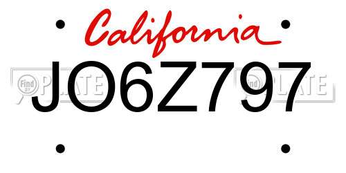 JO6Z797 California License Plate