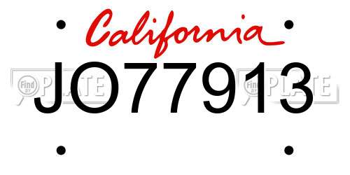 JO77913 California License Plate
