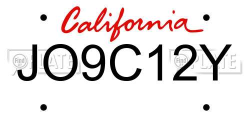 JO9C12Y California License Plate