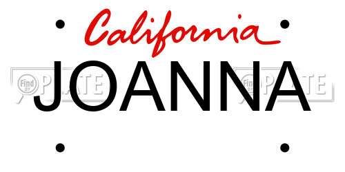 JOANNA California License Plate