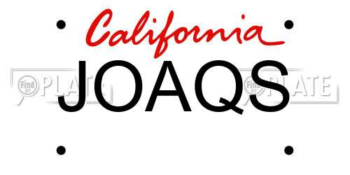 JOAQS California License Plate