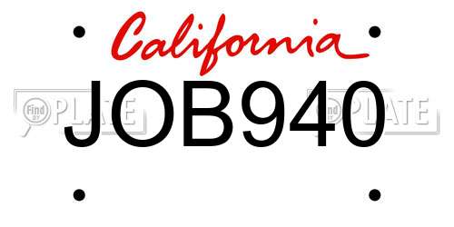 JOB940 California License Plate