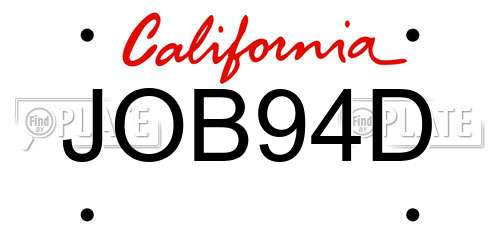 JOB94D California License Plate