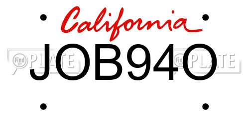 JOB94O California License Plate