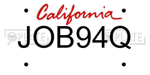 JOB94Q California License Plate
