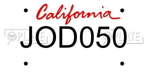 JOD050 California License Plate