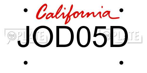 JOD05D California License Plate