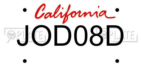 JOD08D California License Plate