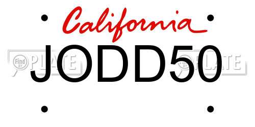 JODD50 California License Plate