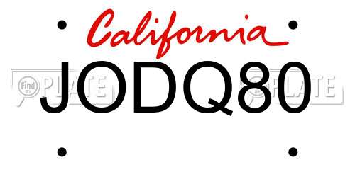 JODQ80 California License Plate