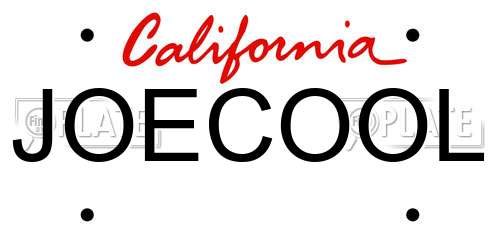 JOECOOL California License Plate