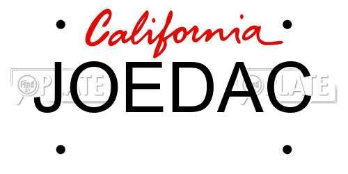 JOEDAC California License Plate