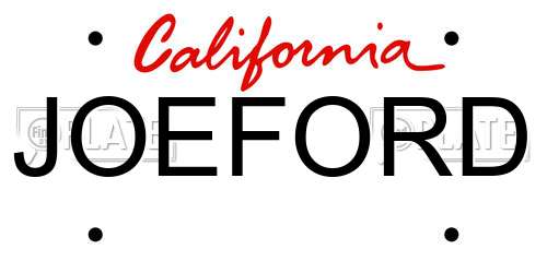 JOEFORD California License Plate