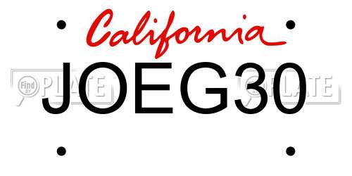 JOEG30 California License Plate