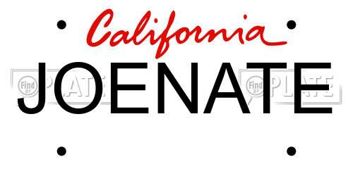 JOENATE California License Plate
