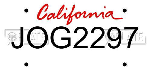 JOG2297 California License Plate