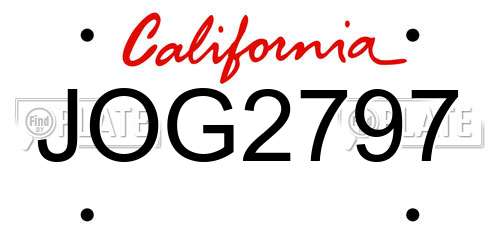 JOG2797 California License Plate