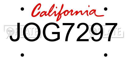 JOG7297 California License Plate
