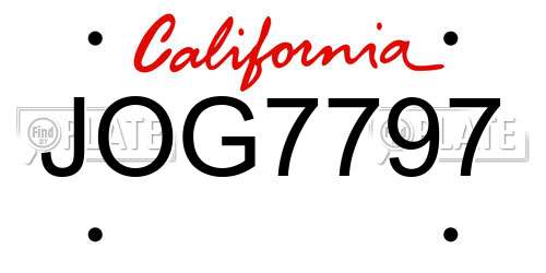 JOG7797 California License Plate