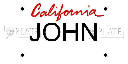 JOHN California License Plate