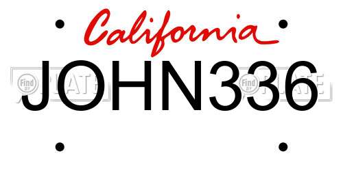 JOHN336 California License Plate