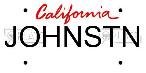 JOHNSTN California License Plate