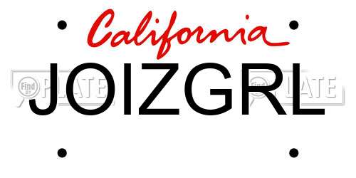 JOIZGRL California License Plate