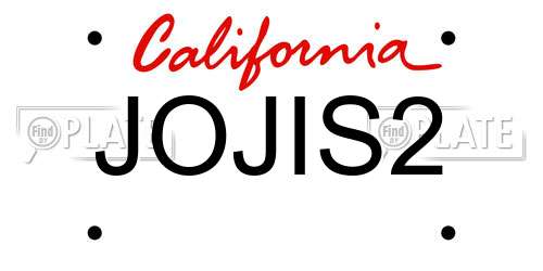 JOJIS2 California License Plate