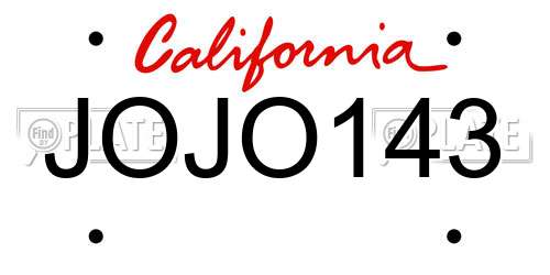 JOJO143 California License Plate