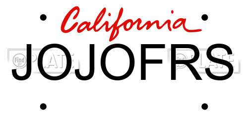 JOJOFRS California License Plate