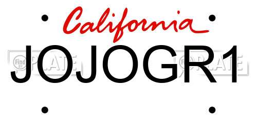 JOJOGR1 California License Plate