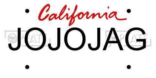 JOJOJAG California License Plate