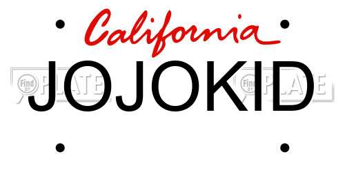 JOJOKID California License Plate