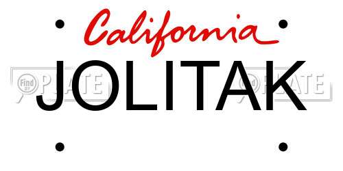 JOLITAK California License Plate