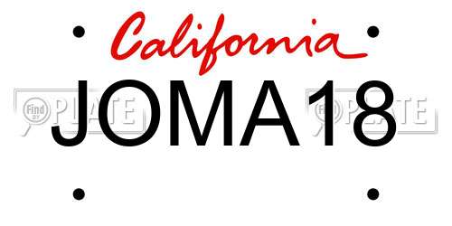 JOMA18 California License Plate