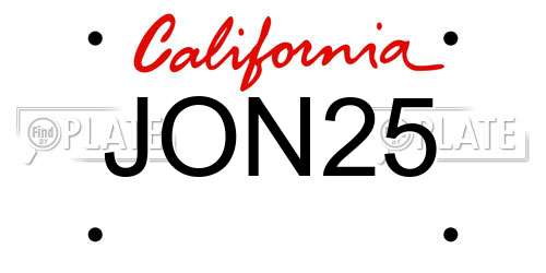 JON25 California License Plate