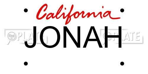 JONAH California License Plate