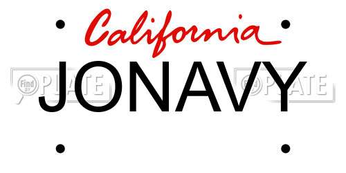 JONAVY California License Plate
