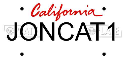 JONCAT1 California License Plate